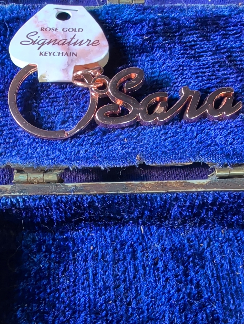 Signature Rose Gold 'Sara' Script Keychain